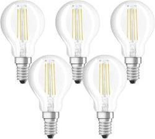 OSRAM 4058075090668 LED-lamp Energielabel E (A - G) E14 Kogel 4 W = 40 W Warmwit (Ø x l) 45 mm x 78 mm Filament / Retro-LED 5 stuk(s)
