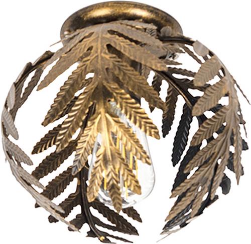 QAZQA botanica - Retro Plafondlamp - 1 lichts - Ø 240 mm - Goud/messing - Woonkamer | Slaapkamer | Keuken