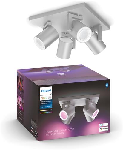 Philips Hue Argenta Opbouwspot - White and Color Ambiance - GU10 - 4 x 5,7W - Aluminium - Bluetooth