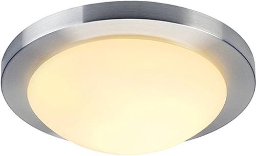 MELAN, plafond armatuur, rond , alu-geborsteld, gesatineerd glas, E27, max. 60W