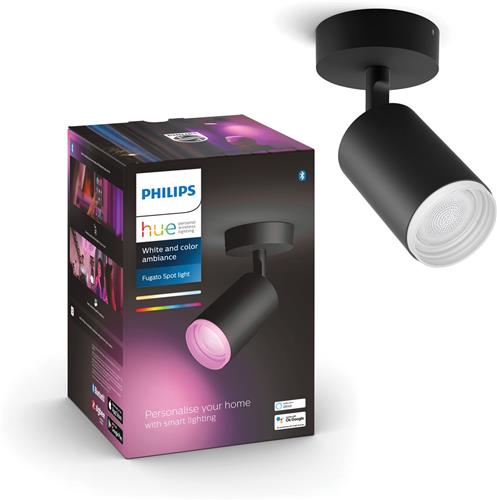 Philips Hue Fugato Opbouwspot - White and Color Ambiance - GU10 - Zwart - 5,7W - Bluetooth