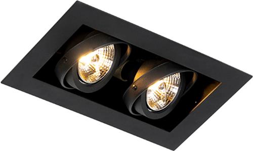 QAZQA oneon - Moderne Inbouwspot - 2 lichts - L 250 mm - Zwart - Woonkamer | Slaapkamer | Keuken