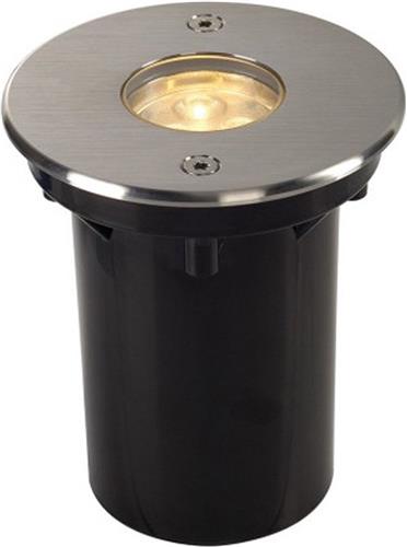 SLV buiten grondspot Dasar 92 led hv rond - edelstaal 3000k