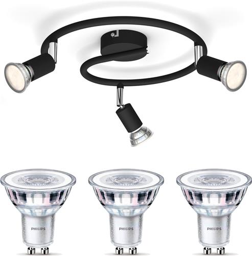 Philips Limbali Opbouwspot (Zwart) - Warmwit Licht - Plafondspot met 3 Lichtpunten - GU10 - SceneSwitch - Eenvoudig Dimbaar met Je Klassieke Schakelaar