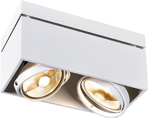 KARDAMOD SURFACE SQUARE ES111 DOUBLE, plafond armatuur, wit, 2x GU10, max. 2x 75W