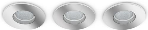 Philips Hue Adore recessed Inbouwspot Badkamer - White Ambiance - GU10 - Chroom -  3 x 5W - Bluetooth - incl. Dimmer Switch