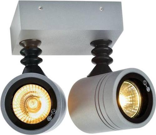 SLV buiten wandlamp New Myra Wall 2 Spots - zilvergrijs