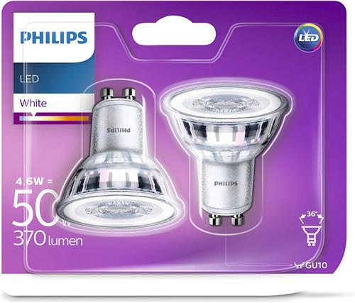 Philips MASTER LEDspot Classic GU10 PAR16 4.6W 370lm 36D - 830 Warm Wit | Vervangt 50W