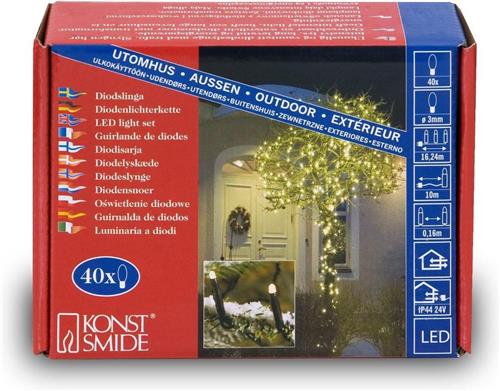 Konstsmide - LED snoer micro 24V 40x - warmwit