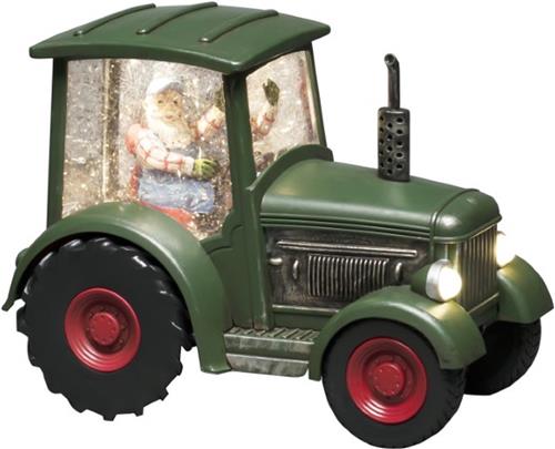 Konstsmide Sweden ® 4385-900 - Kerstdecoratie - LED verlichte watergevulde Tractor met Kerstman met sfeervol sneeuweffect  24x17 cm - op 3x AA batterij - 5u timer of permanent aan - voor binnen