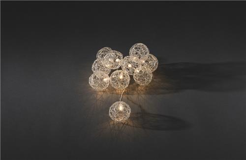 Konstsmide 3148 - Snoerverlichting - 16 lamps LED draadbol 6cm - 225cm - op batterij - voor binnen - warmwit
