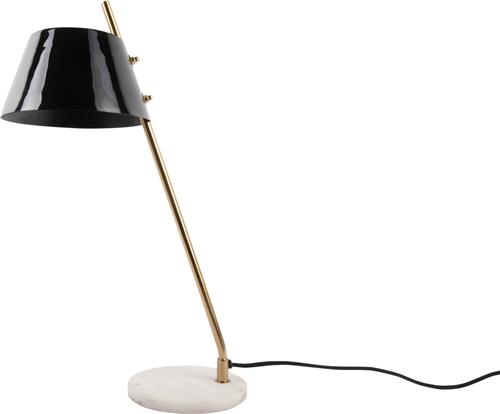 Leitmotiv Tafellamp Savvy - Metaal/Marmer - Zwart/Wit - 19x53x33 cm (BxHxD) - Kleur Black