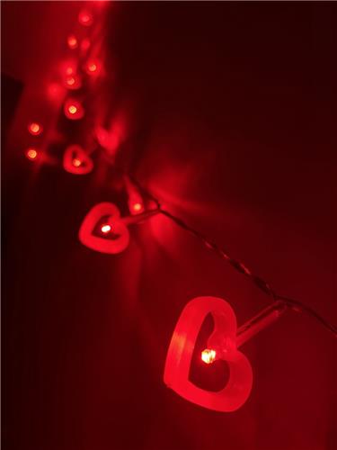 LED lichtsnoer met harten - 24 LED - Rood