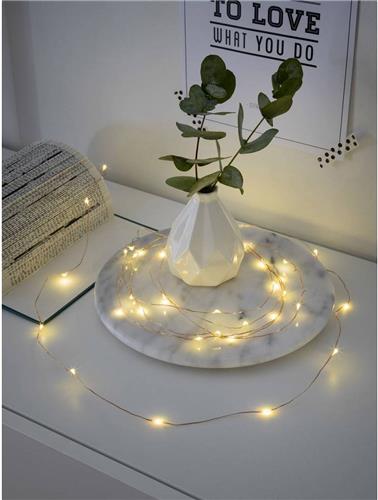 Konstsmide 1461-160 Micro-lichtketting Binnen werkt op batterijen Aantal lampen 40 LED Warmwit Verlichte lengte: 3.9 m