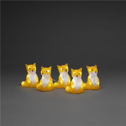 Konstmide vosjes lichtsnoer met LED - set van 5