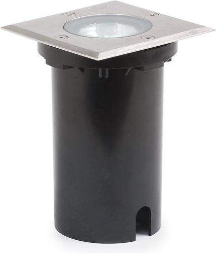 Konstsmide Grondspot Vierkant 7w 230v Rvs/aluminium 15 Cm Zwart