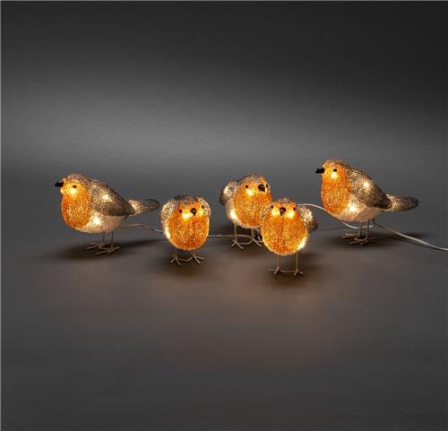 Konstsmide Roodborst vogeltjes - 3D kerstfiguur - Geel/Grijs - 11cm hoog - IP44