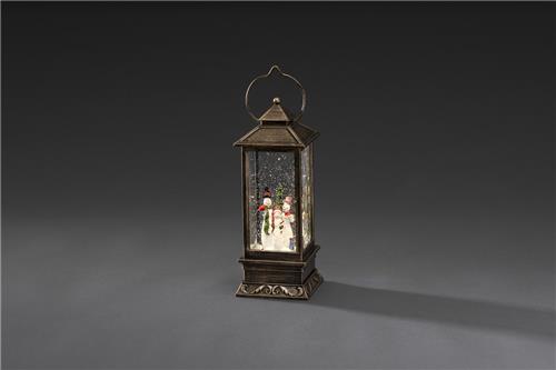 Konstsmide 2889 - Kerstdecoratie - 1 lamps LED sneeuwlantaarn met sneeuwpop - 11x27 cm - op batterij - voor binnen - warmwit