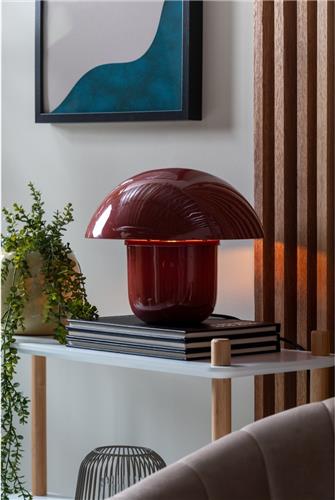 Leitmotiv Tafellamp Fat Mushroom - Metaal - Rood - 29x25x29 cm (BxHxD) - Red Ochre - E14/max 15W
