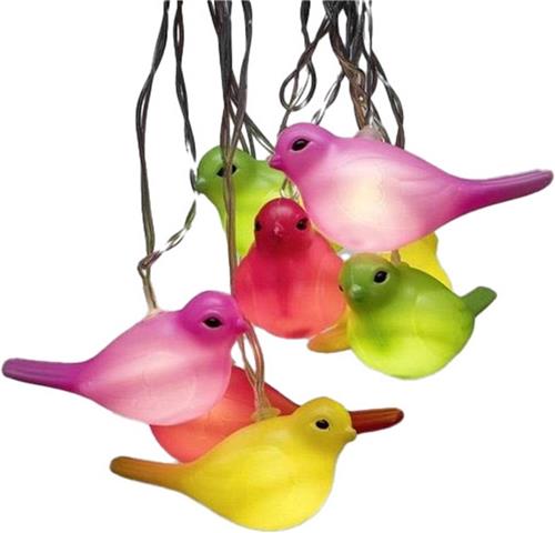 Konstsmide 1476 - Snoerverlichting - 8 lamps LED multicolor vogels - 350 cm - 24V - voor binnen - warmwit