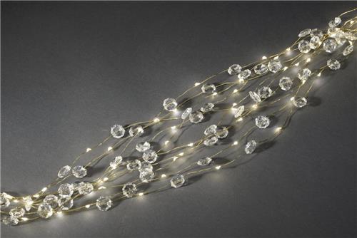 Konstsmide 6390 - Snoerverlichting - 90 lamps LED Cascade zilver 10 strengen diamant - 90 cm - 24V - voor binnen - warmwit