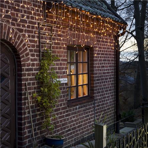 Set van 2 - IJspegelverlichting voor buiten  Lang - 200 LED's - 2200K Amber - 5 meter per snoer  kerstverlichting - IP44 - Copy