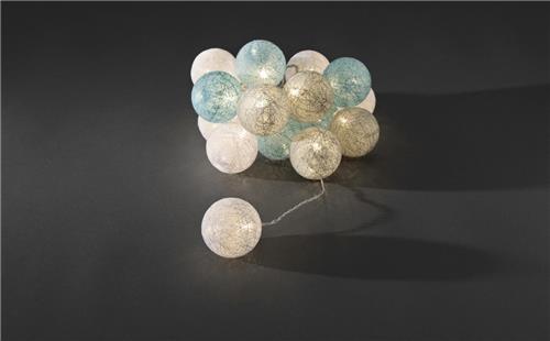 Konstsmide - LED bollensnoer lblauw-grijs-wit 6cm 24V 16x - warmwit