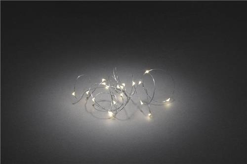 Konstsmide - LED Lichtsnoer metaaldraad 6u timer, op batt - warmwit ID