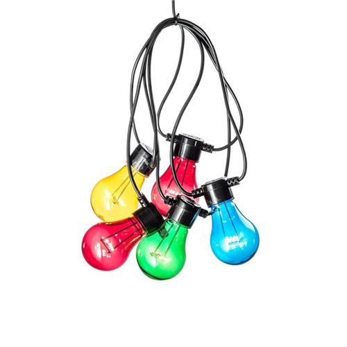 Konstsmide ® 2396-500 - Snoerverlichting - Premium 10 lamps koppelbaar STARTSNOER feestverlichting multicolor - 10m - zeer energiezuinig  TE VERLENGEN TOT MAX 40M MET VERLENGSNOER 2397-500 - max 3 verlengsnoeren (max 40m) - voor buiten en binnen