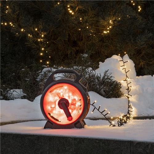 Cluster Lichtsnoer op kabelhaspel voor buiten - 200 LEDs - 2100K Amber - IP44  4,4 meter  Kerstverlichting