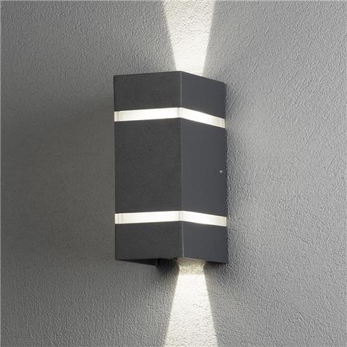 Konstsmide - Cremona PowerLED 230V wand flush 19,5cm antraciet - instelbare lichtbundels