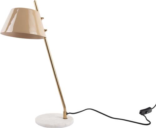 Leitmotiv Tafellamp Savvy - Metaal/Marmer - Taupe/Wit - 19x53x33 cm (BxHxD) - Kleur Soft Brown