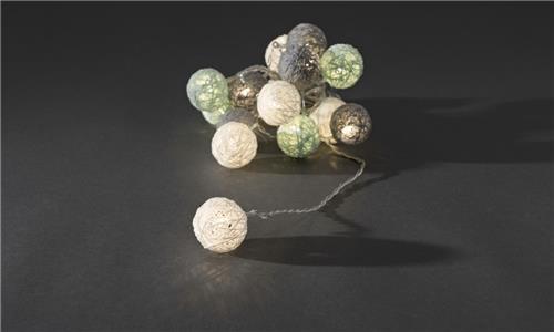 Konstsmide 3135 - Snoerverlichting - 16 lamps LED bollen lblauw, grijs en wit 3.5cm - 300 cm - 24V - voor binnen - warmwit