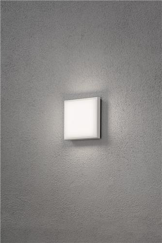 Konstsmide 7975 - Wandlamp - Cesena PowerLED 230V flush wand of plafonniere square 17.5cm - polycarbonaat glas - 1x 10W - warmwit 3000K - opaalwit