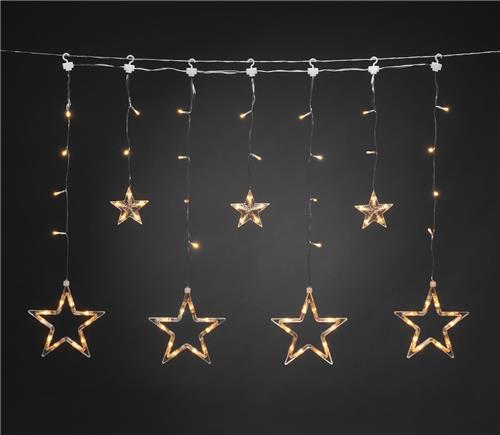 Lichtgordijn voor buiten - 7 sterren - Extra warm wit - 0.9 meter - 77 LEDs - Kerstverlichting - Raamverlichting