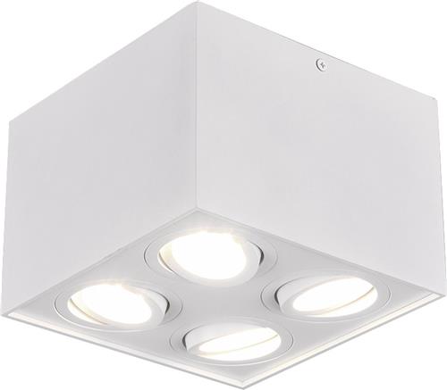 LED Plafondspot - Trion Bisqy - GU10 Fitting - 4-lichts - Vierkant - Mat Wit - Aluminium
