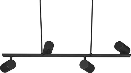 LED Hanglamp - Torna Milona - GU10 Fitting - 4-lichts - Rond - Mat Zwart - Aluminium