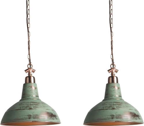 QAZQA Goliath - Retro Hanglamp - 2 stuks - Ø 345 mm - Groen - Industrieel - Woonkamer | Slaapkamer | Keuken